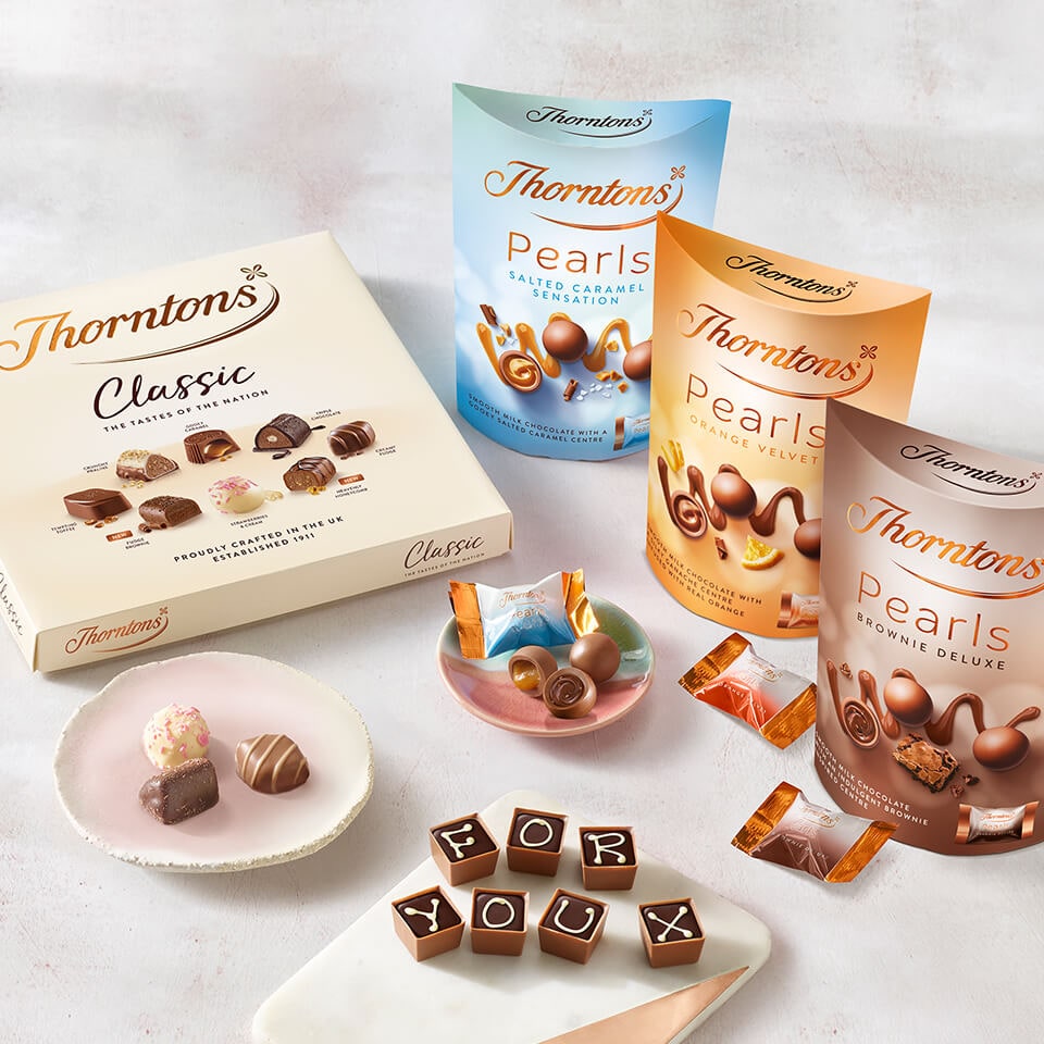 Thorntons Classic Collection and Pearls chocolate boxes.