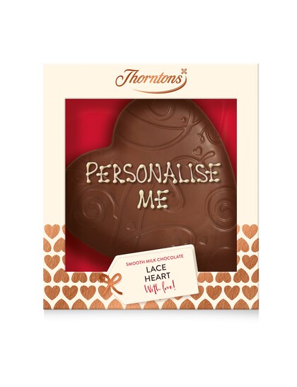 Personalised Milk Chocolate Lace Heart Model