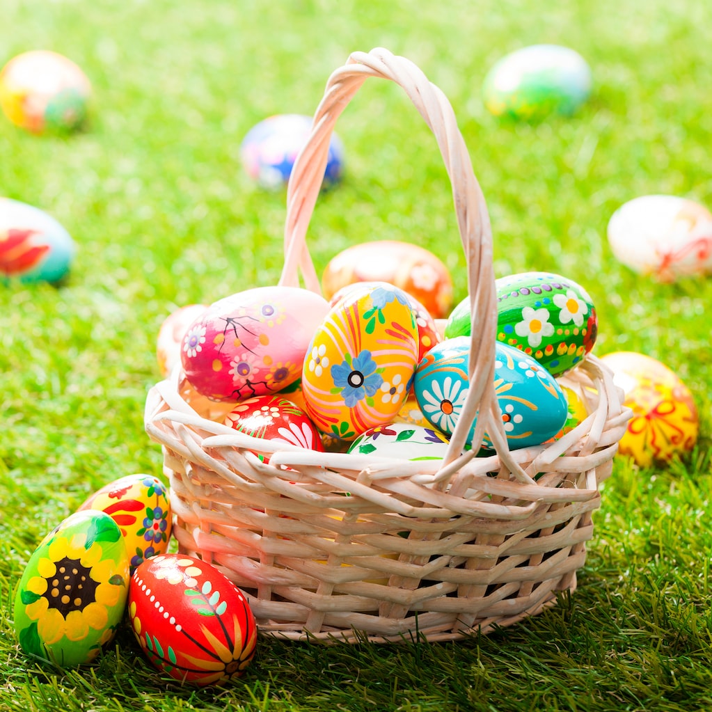 Easter eggs in basket