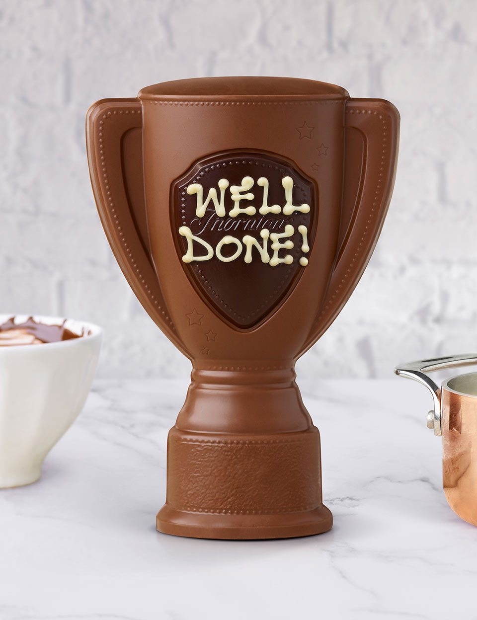 Chocolate trophy iced with Well Done