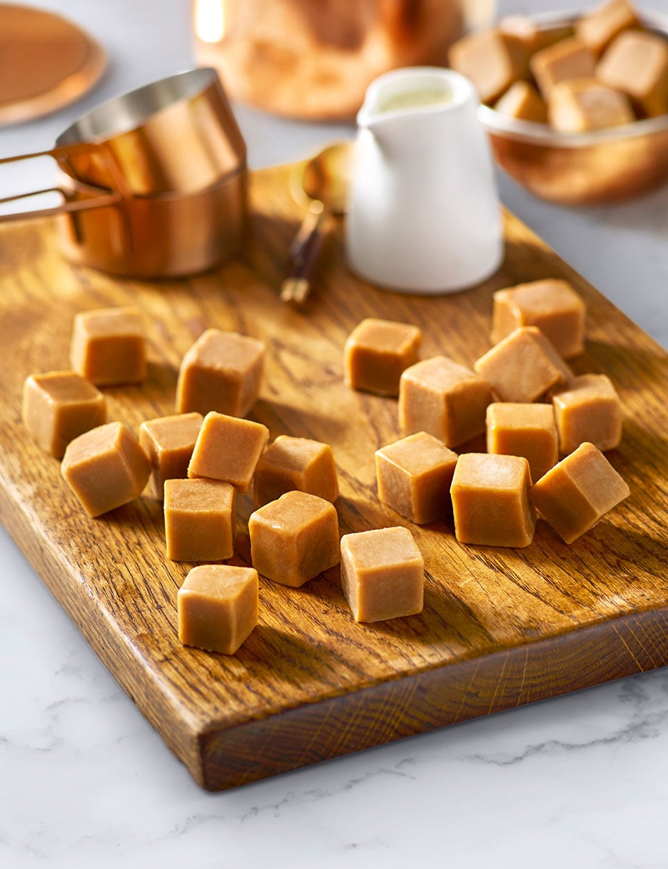 Chopped fudge on a board