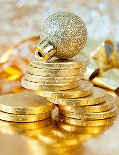 Gold chocolate coins