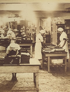 People working at Thorntons first factory in Derbyshire.